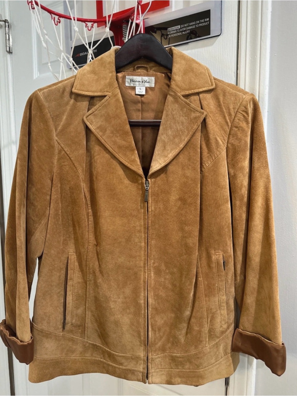 Preston & York Camel Suede Zip-Front Jacket
